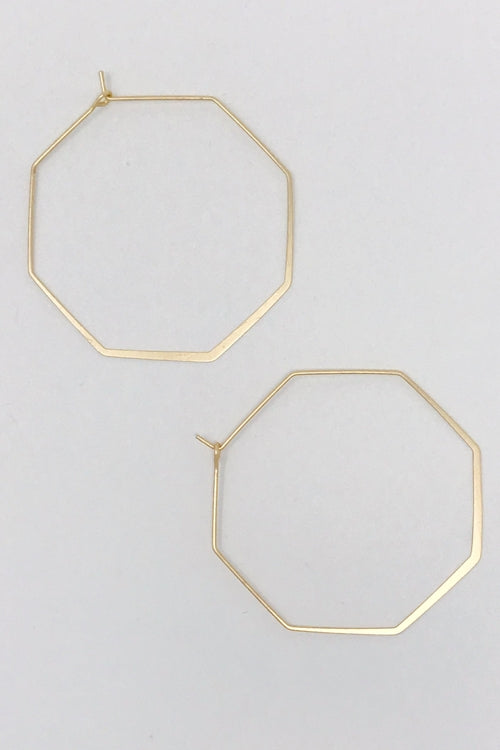 Smaller Stylish Octagon Wire Hoop Earrings