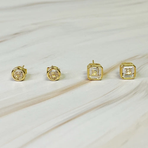 Bella Bezel Stud Earrings Set Of 2